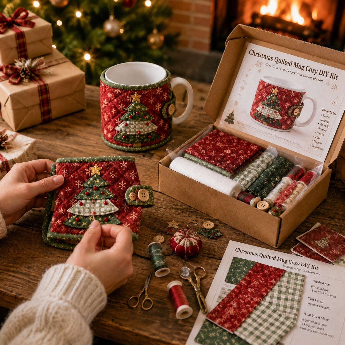 DIY Christmas Mug Cozy Sewing Kit ✨ 9 Festive Designs for Standard‑Size Mugs