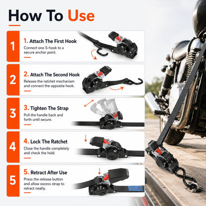 ⏰Today 52% OFF Sale🔥Dual-end Retractable Ratchet Tie Down Straps