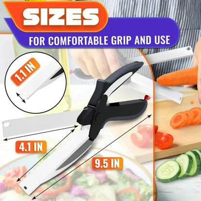 2-in-1 Kitchen Scissors with Cutting Board – Stainless Steel Food Cutter for Meat, Vegetables, Fruit & Cheese