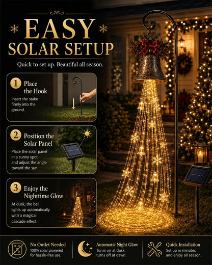 🔥Buy 2 Get 20% OFF🔥🎄 Christmas Bell Cascade Solar Yard Light✨