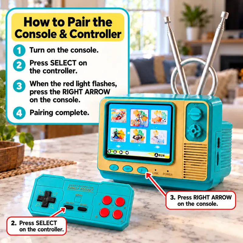🎮🔥GV300 Retro Mini TV Gaming Console – 2.8' IPS Screen, 308 Classic Games & Wireless Controller