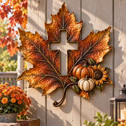 🍂Cross Maple Leaf Fall Metal Wall Decor