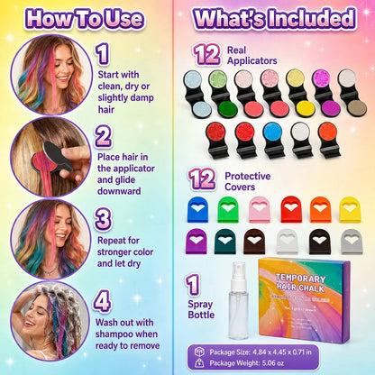 🌈12-Color Temporary Hair Chalk Applicator Set
