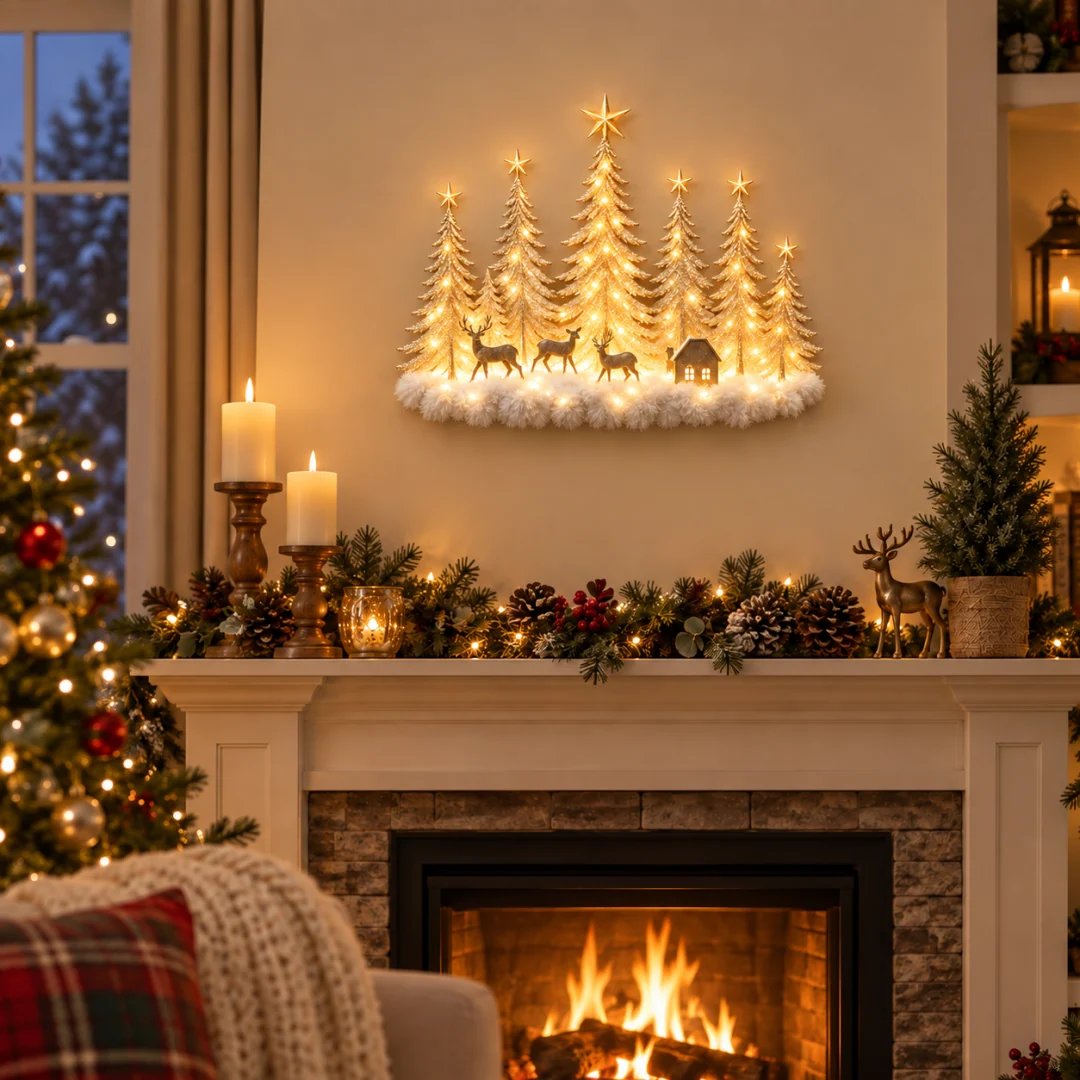 🎄Lighted Christmas Woodland Forest Wall Decor