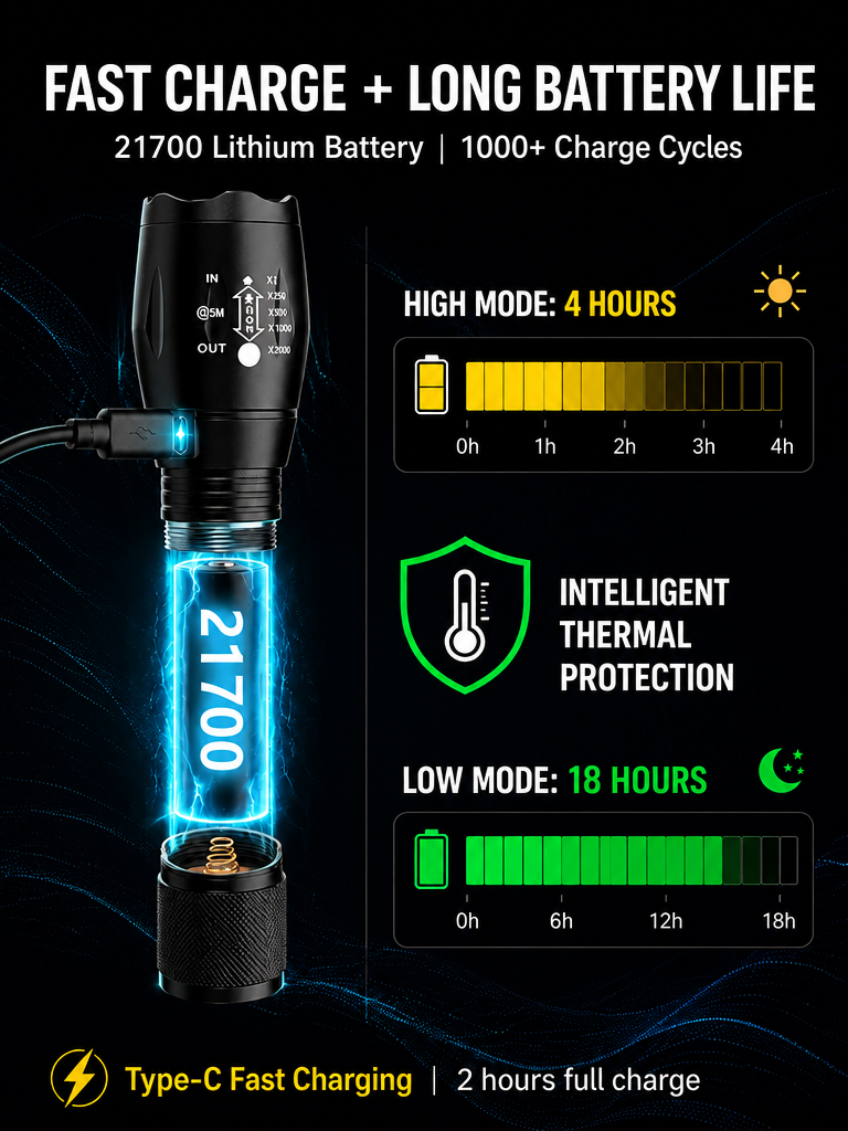 🔥Hot Sale🔦High Power Zoomable White Laser Flashlight