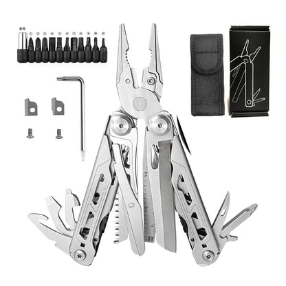 🚀16-in-1 Multitool with Large Scissors | Compact Outdoor Tool for Camping & Repairs