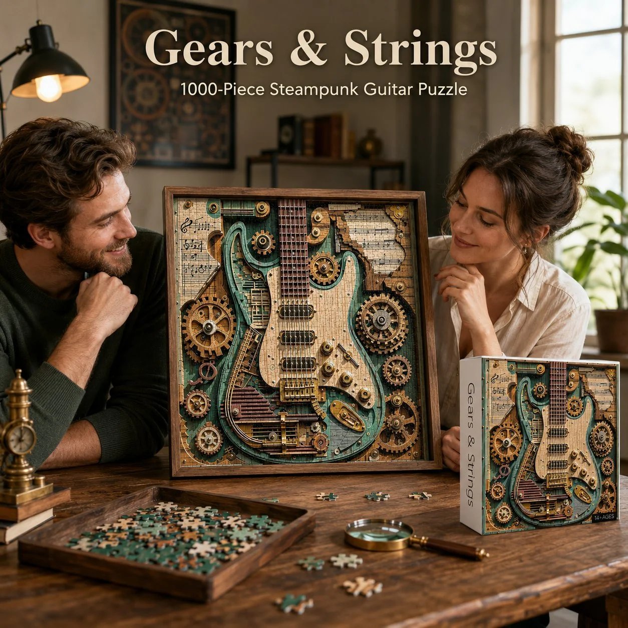 🎸 Gears & Strings 1000-Piece Steampunk Guitar Puzzle ⚙️✨