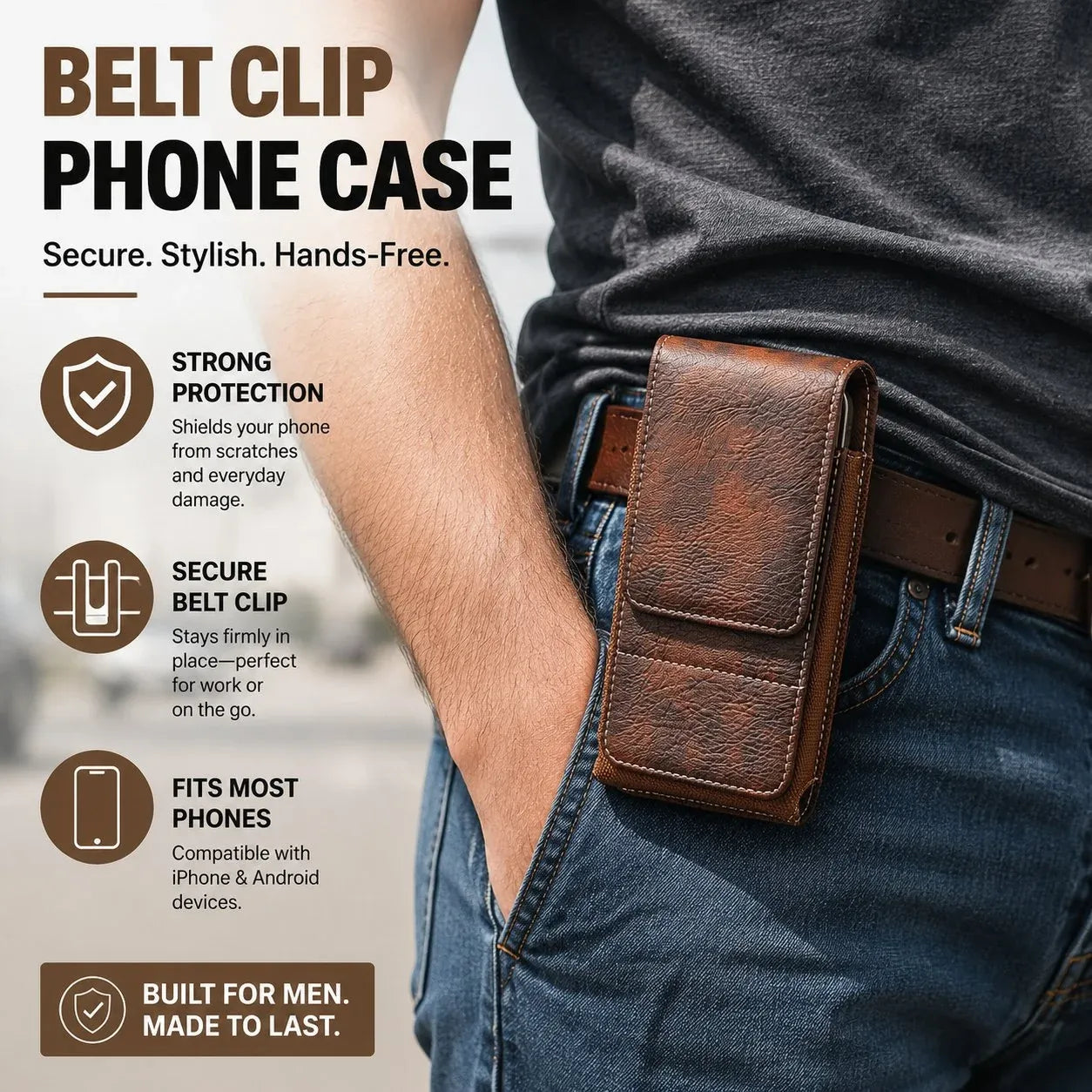 🔥Waist Belt Cell Phone Pouch 📱 Multi-Pocket Leather Organizer with Card Holder – Stylish & Practical!