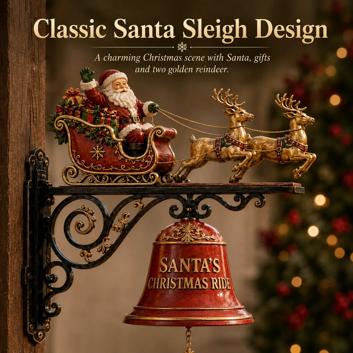 🎅🎄Santa Sleigh with Reindeer & Bell | 3D Christmas Outdoor Decoration