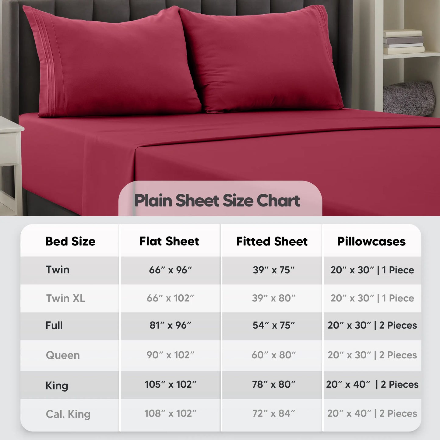 DECOR 4 Pcs Solid Bed Sheets - Brushed Microfiber Set