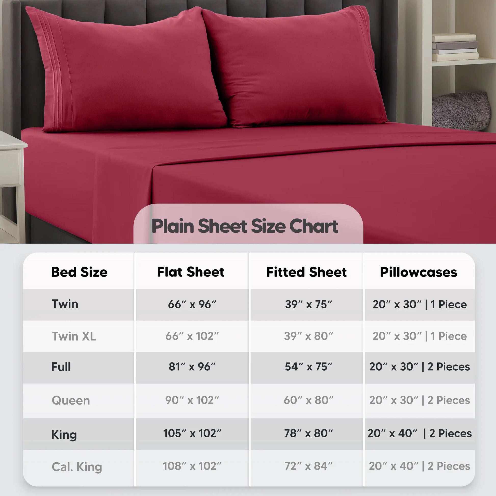 DECOR 4 Pcs Solid Bed Sheets - Brushed Microfiber Set