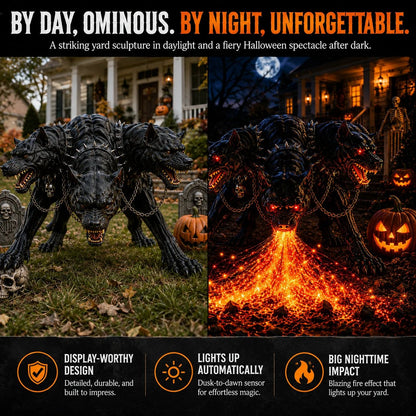 🎃 3-Headed Hellhound Halloween Light – Make Your Yard the One Everyone Remembers