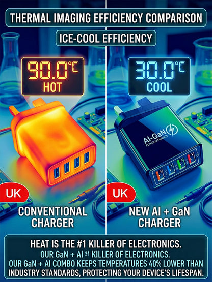 🔋4-Port GaN Charger | Save Battery Life | Fast Charge 4 Devices | Travel Friendly | 50% Off⚡