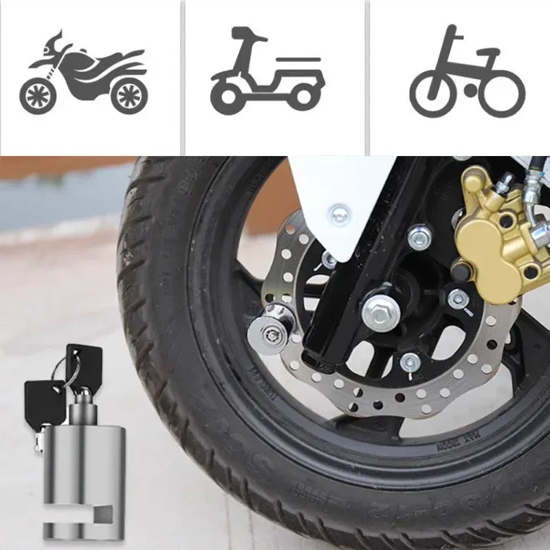🏍️ Motorcycle & Bicycle Disc Brake Lock with Push-to-Lock Design