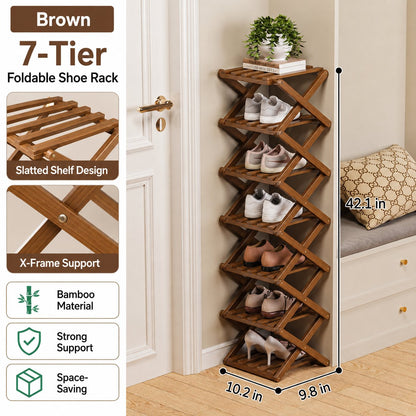 🔥Buy 2 Get 20% OFF🔥Foldable Bamboo Accordion Shoe Rack