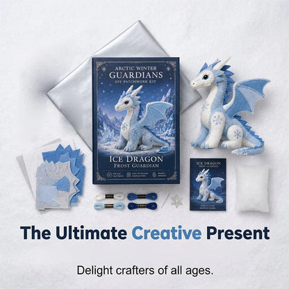 DIY Ice Dragon Felt Patchwork Kit Arctic Winter Guardian Sewing Set