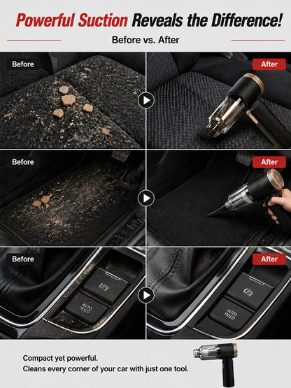 🚀 3-in-1 Car Vacuum: 3s to Clean & Inflate, No more messy seats!