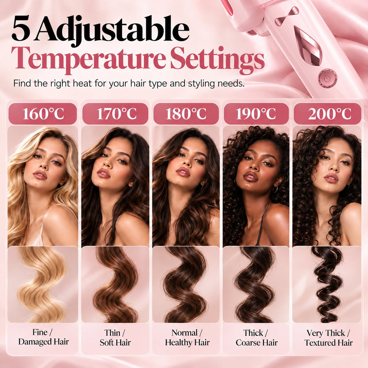 🎀 5-in-1 Hair Styler for Curls, Waves & More
