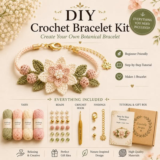 🌿🌸 DIY Nature-Inspired Crochet Bracelet Kit – Create Beautiful Handmade Floral Bracelets