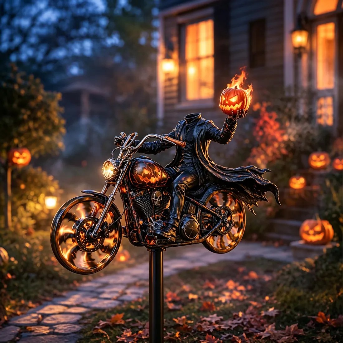 🎃 Halloween Motorcycle Garden Windmill 🏍️