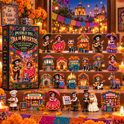 🔥Pueblo del Día de Muertos 2026 – 24-Day Day of the Dead Collectible Countdown Calendar with 24 Unique Miniatures