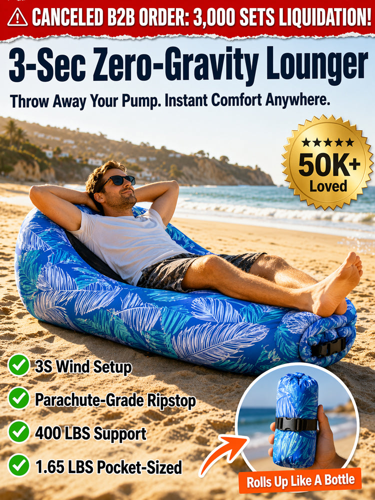 🏕️ Zero-Gravity Lounger | 3S Wind Setup | 400lbs Support | Pocket-Sized | Ergonomic Headrest 🌊