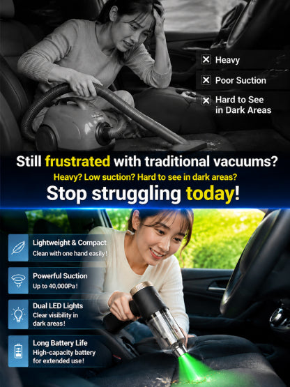 🚀 3-in-1 Car Vacuum: 3s to Clean & Inflate, No more messy seats!