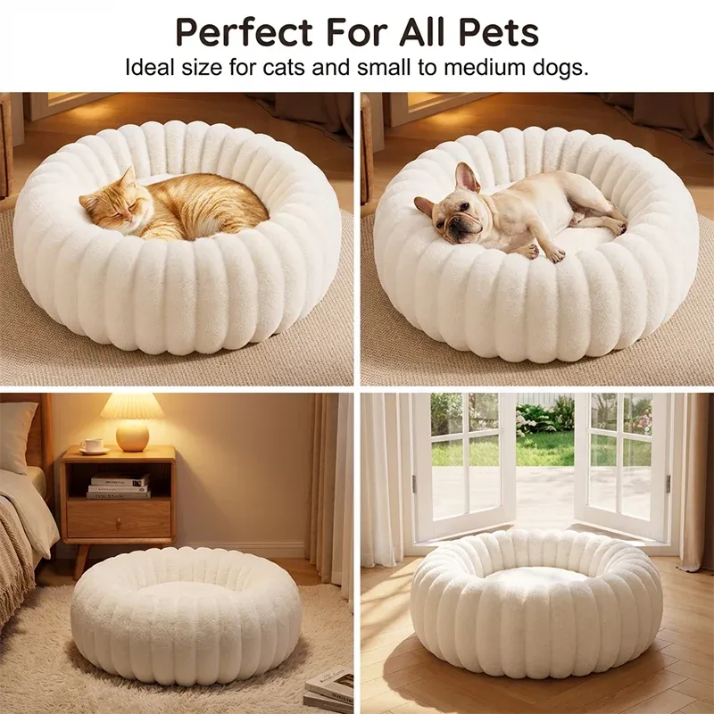 🎉 2026 Sale — Over 52,000 Sold! 🐾 Ultra-Soft Round Calming Cat & Dog Bed – Raised Rim Design 🛌