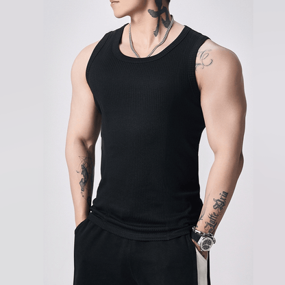🔥Men's  Wide Strap Ribbed Tank Top
