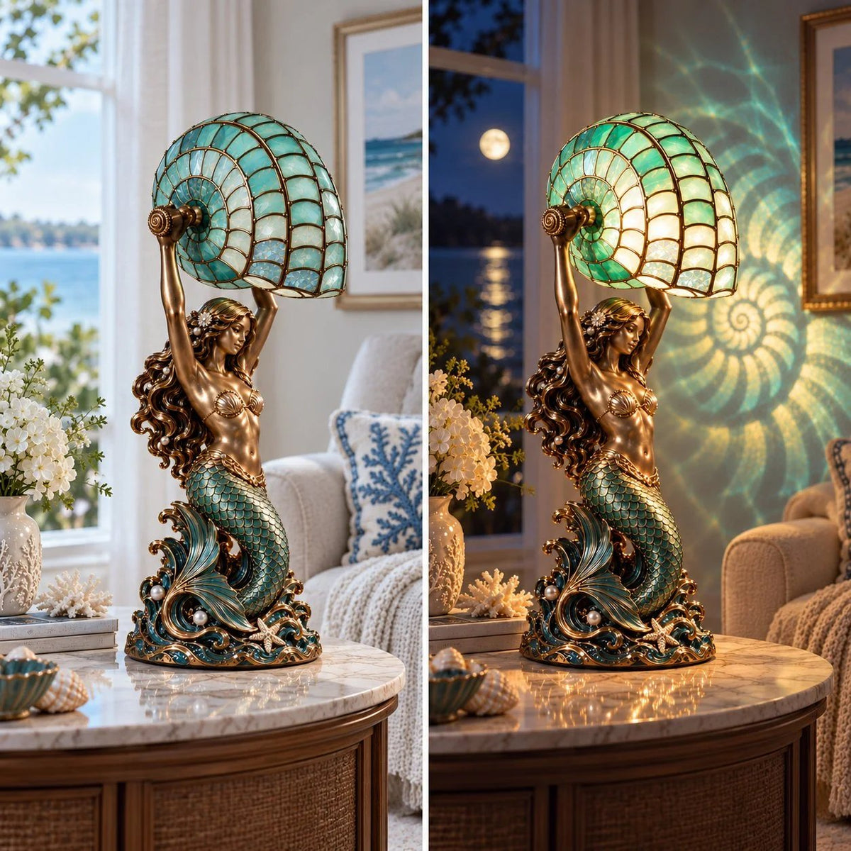 ✨ Moon Tide Mermaid Nautilus Lamp🐚✨