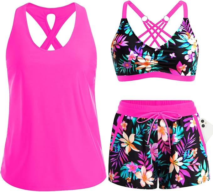 ⏰LAST DAY 57% OFF - 3 Piece Tankini with Shorts🔥