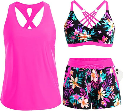 ⏰LAST DAY 57% OFF - 3 Piece Tankini with Shorts🔥