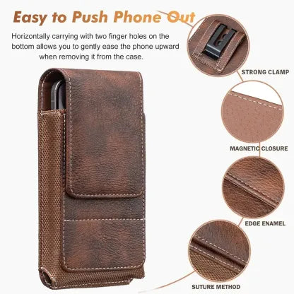 🔥Waist Belt Cell Phone Pouch 📱 Multi-Pocket Leather Holster with Card Holder