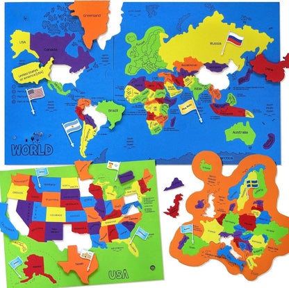 🔥Last Day 49% OFF - 🌍 World Map & USA Map Puzzle Set