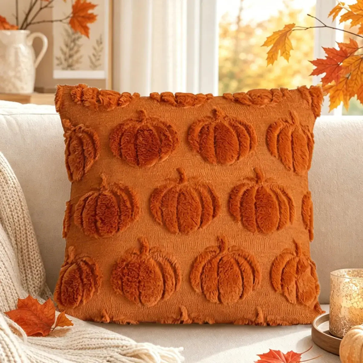 🎃 Limited-Time Fall Offer – Cozy 3D Bow Pumpkin Pillow Cover