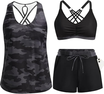 ⏰LAST DAY 57% OFF - 3 Piece Tankini with Shorts🔥