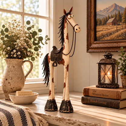 🔥🤠🐴 Whimsical Western Cowboy & Horse Figurine Duo 🌵