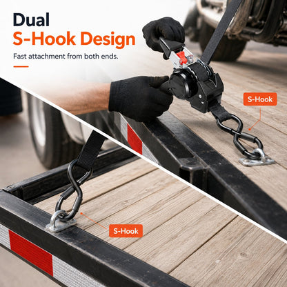⏰Today 52% OFF Sale🔥Dual-end Retractable Ratchet Tie Down Straps