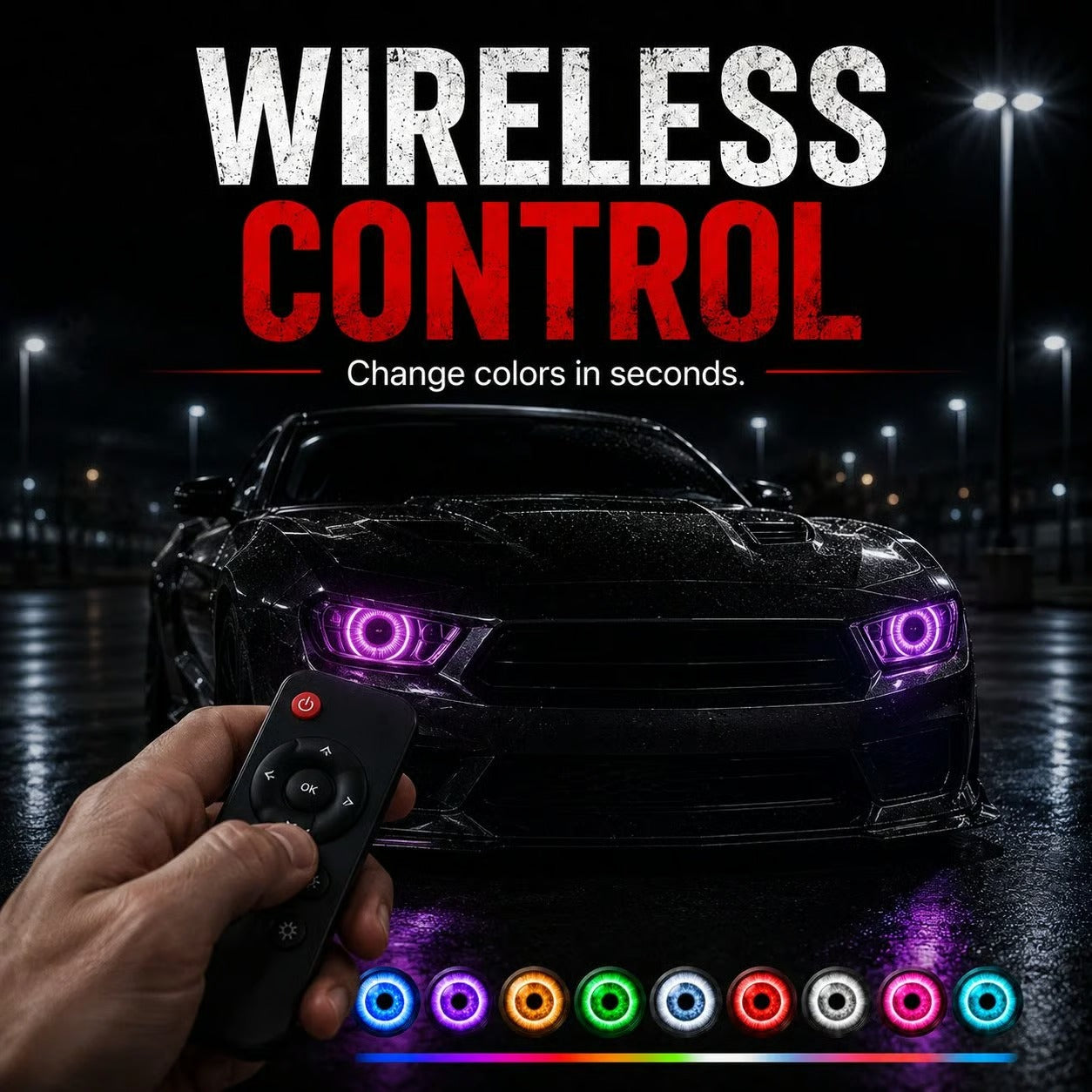 Demon Eye RGB Headlight Kit – Animated Iris Car Lighting Upgrade