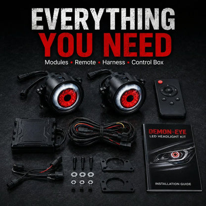 Demon Eye RGB Headlight Kit – Animated Iris Car Lighting Upgrade