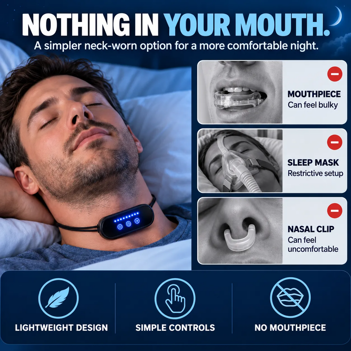 🌙 Wearable Anti-Snoring Neck Device – Better Sleep for Both of You