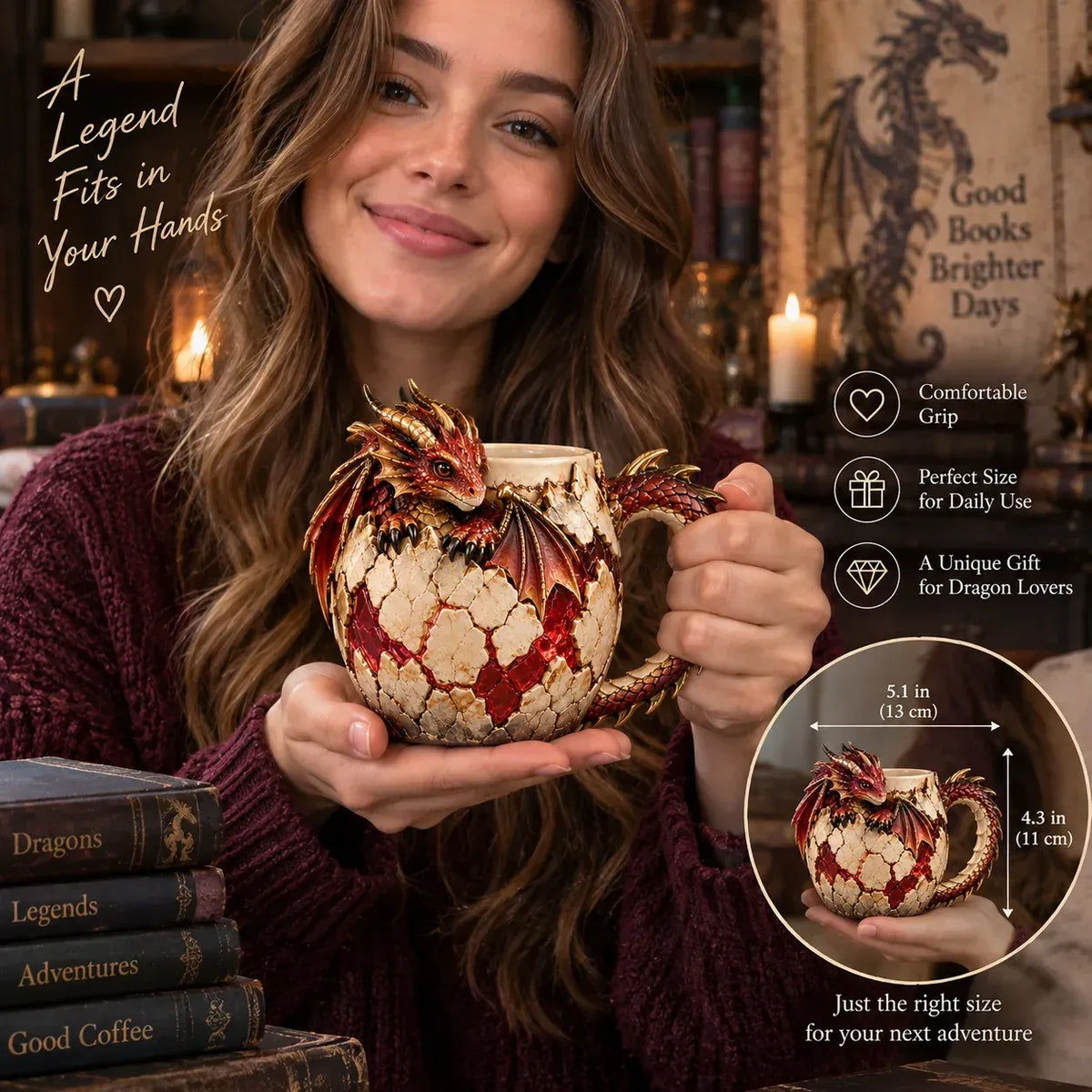 ⏳ Last Day 50% OFF – 🐉 Dragonbound Realms Sculpted Dragon Mug Collection | 6 Fantasy Realm Designs with Raised 3D Dragon Details ☕