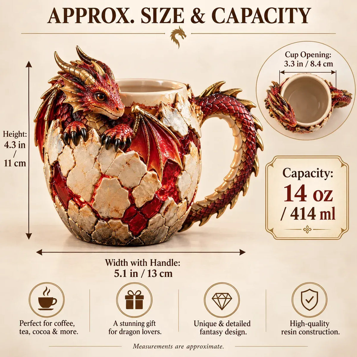 ⏳ Last Day 50% OFF – 🐉 Dragonbound Realms Sculpted Dragon Mug Collection | 6 Fantasy Realm Designs with Raised 3D Dragon Details ☕