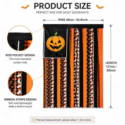 Halloween Banner Flag Pre-Lit Pumpkin Fabric Ribbon