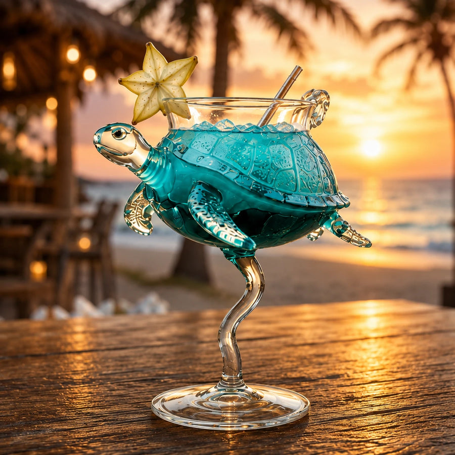Swimming Sea Turtle cocktail goblet