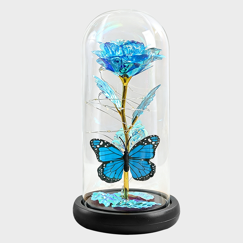 Cwkbzc Eternal Flower - Light Up Galaxy Rose in Glass Dome with Butterfly