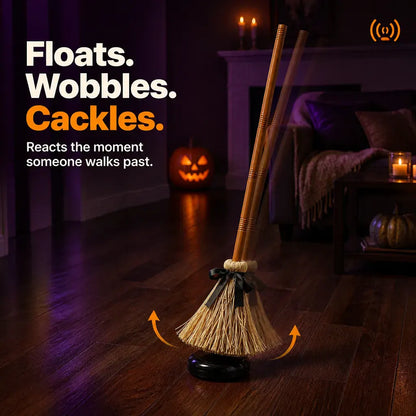 The Floating Witch Broom - Animated Halloween Decor