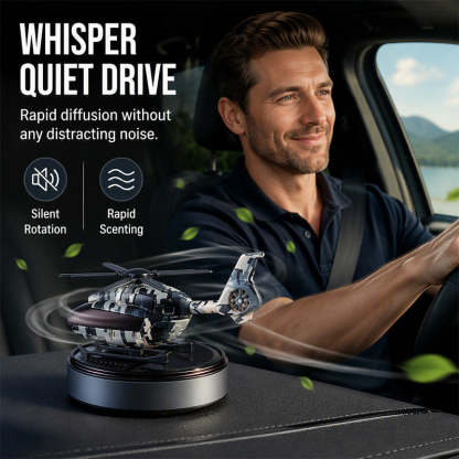 🚗Solar Helicopter Aromatherapy Diffuser – Spins in Light, Refillable Scent Pads, for Car & Home ✨🚁