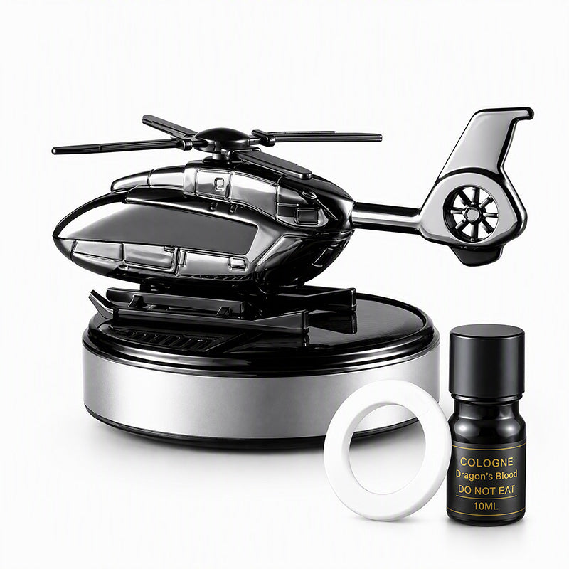 🚗Solar Helicopter Aromatherapy Diffuser – Spins in Light, Refillable Scent Pads, for Car & Home ✨🚁