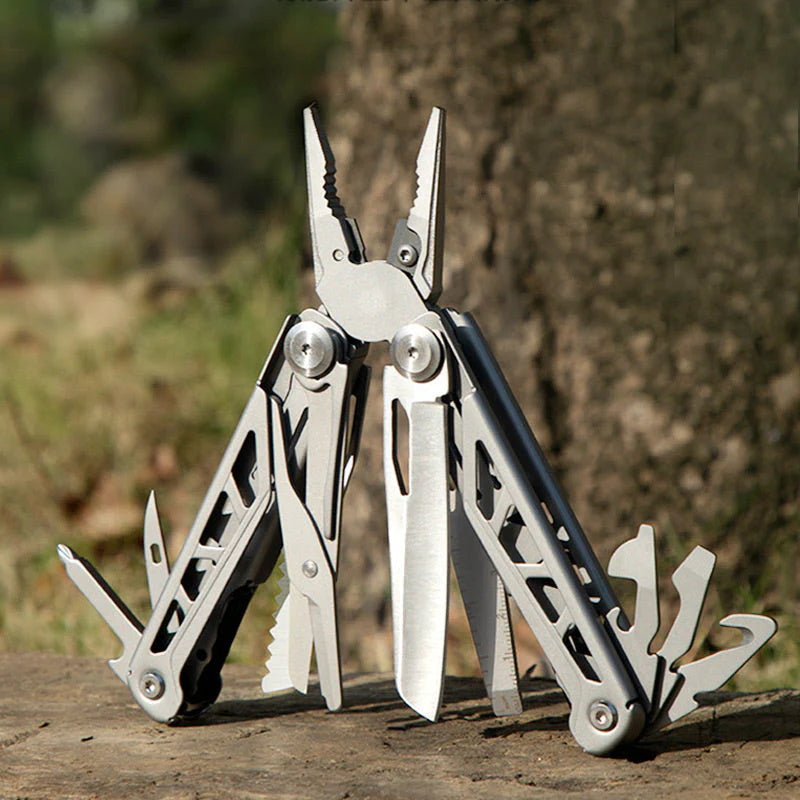 🚀16-in-1 Multitool with Large Scissors | Compact Outdoor Tool for Camping & Repairs